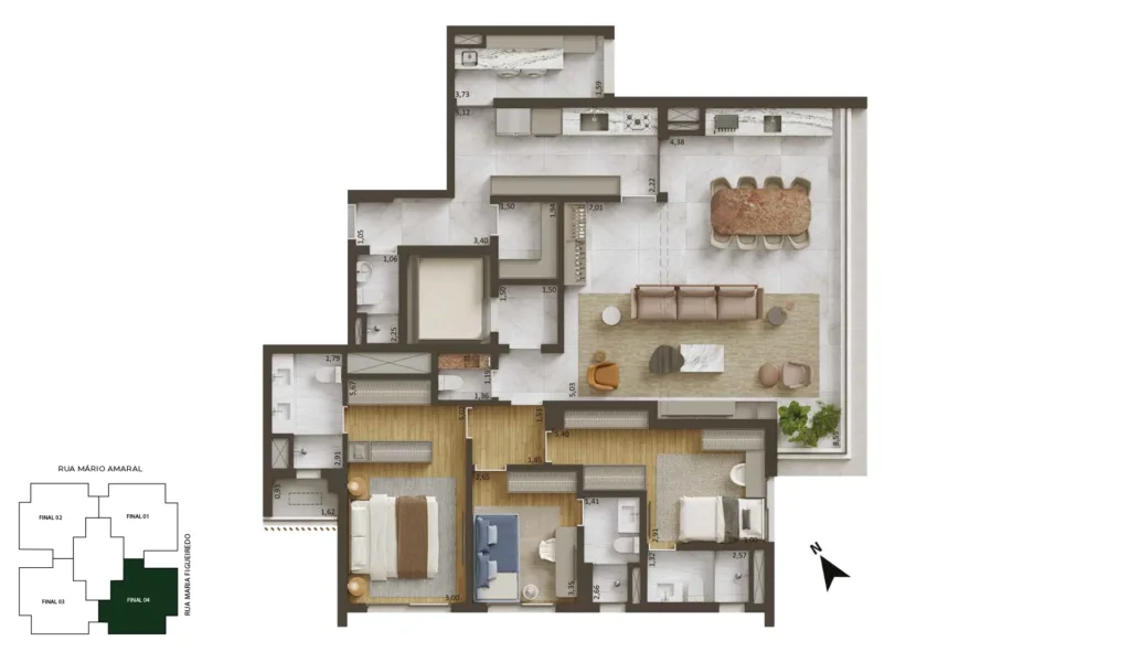 163 m² 3 suítes | 2 vagas COZINHA FECHADA
