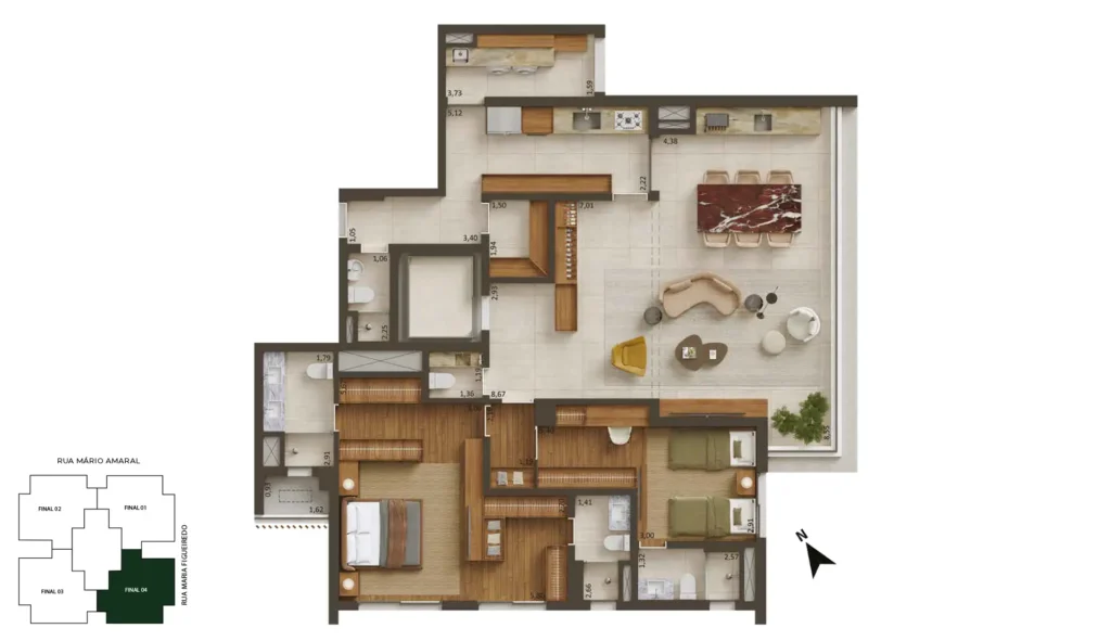 163 m² 2 suítes | 2 vagas SUÍTE MASTER AMPLIADA COZINHA ABERTA