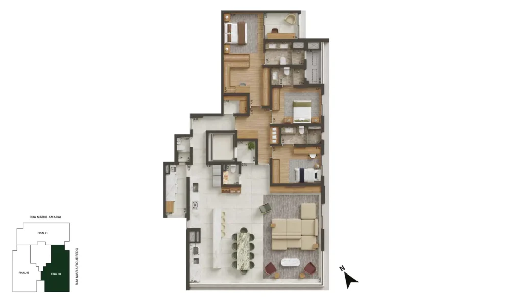 221 m² 3 suítes COZINHA ABERTA