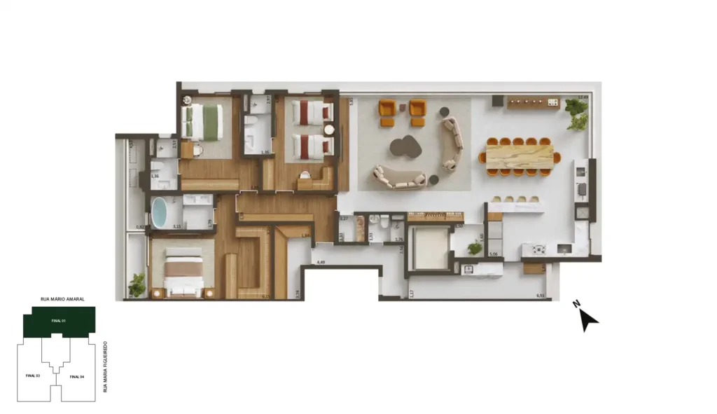 230 m² 3 suítes COZINHA ABERTA