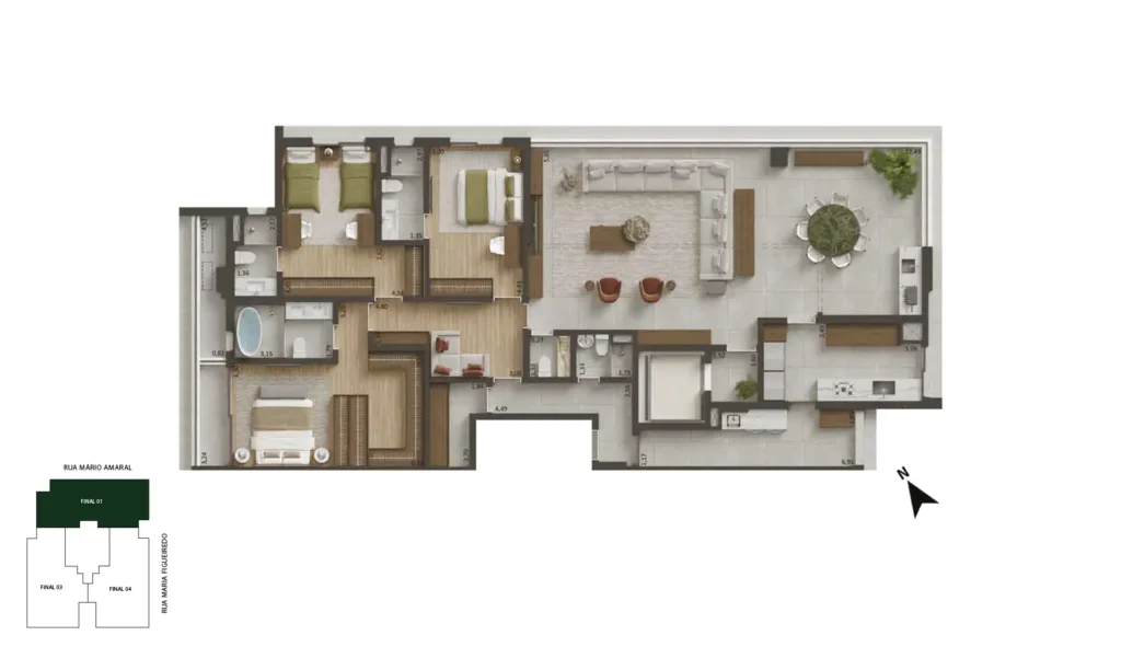 230 m² 3 suítes COZINHA FECHADA