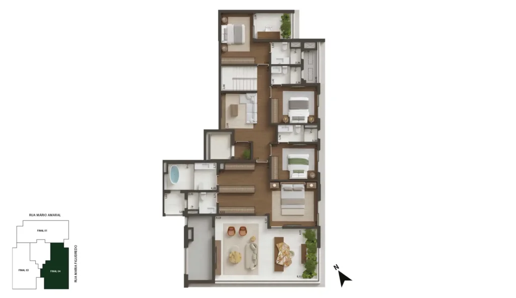 428 m² 4 suítes PISO INFERIOR