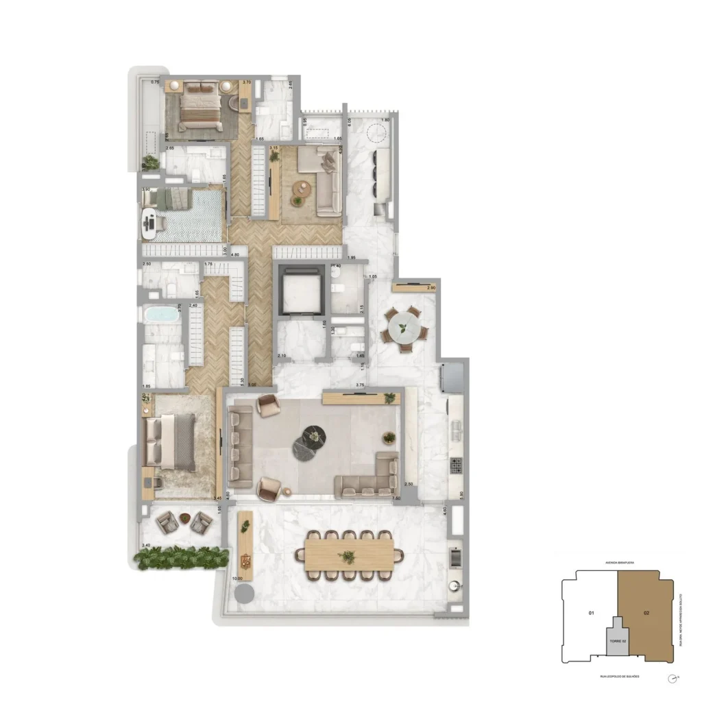 PLANTA OPÇÃO 01 277M²